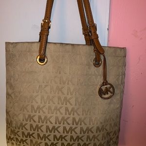 Authentic Michael Kors beige/gold long tote bag